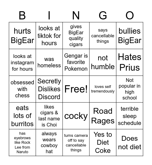 Read Choi 4 Bingo Card