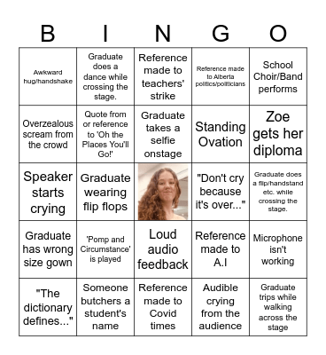 Graduation Bingo Card