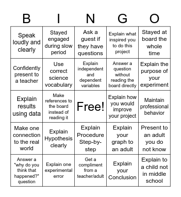 Science Fair BINGO Card