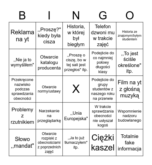 CZWARTKOWE Bingo Card