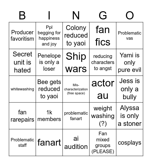 SSD Bingo Card