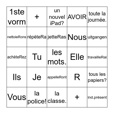Le futur simple des verbes réguliers Bingo Card