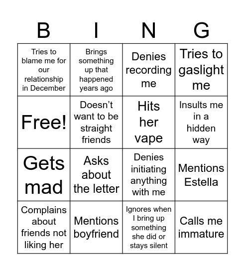 The Devil Bingo Card