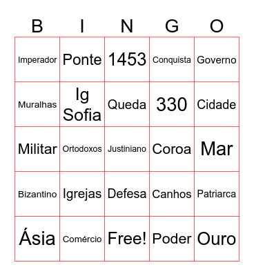 Bizantino Bingo Card