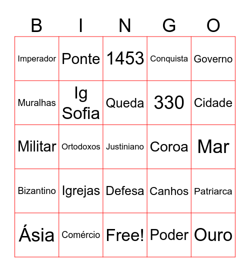 Bizantino Bingo Card