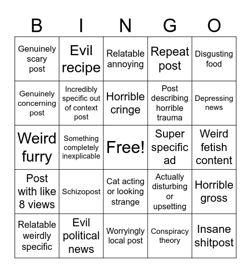 IG Reels Bingo Card