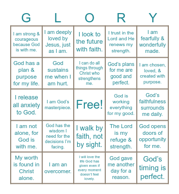 Faith-Based Affirmations Bingo Card
