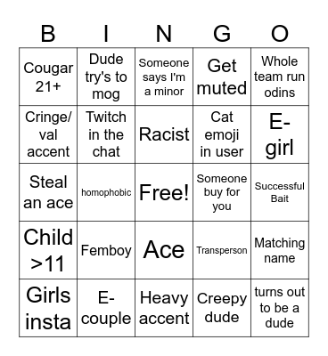 Valorant bingo Card