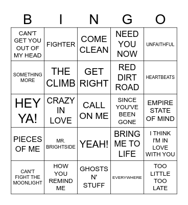 2000'S BANGERS Bingo Card