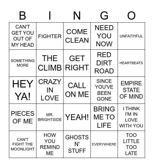 2000'S BANGERS Bingo Card