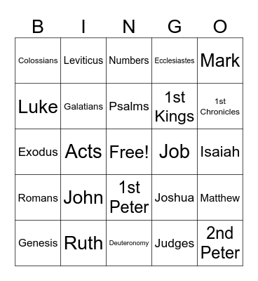 bible bingo Card