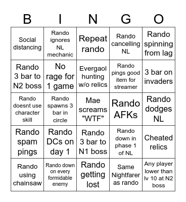 I play bingo with my streamer's sanity Bingo Card
