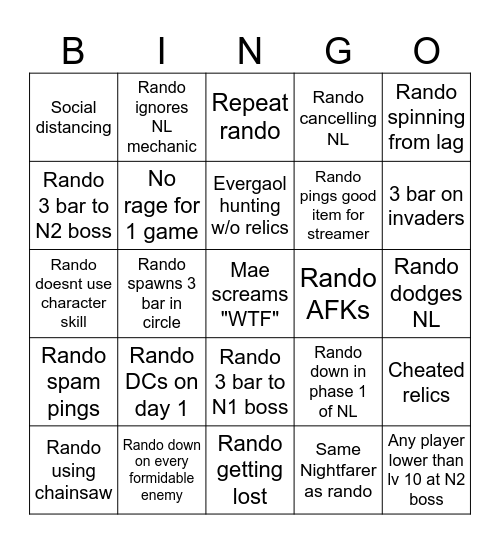 I play bingo with my streamer's sanity Bingo Card