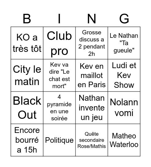 Festi Kev Bingo Card