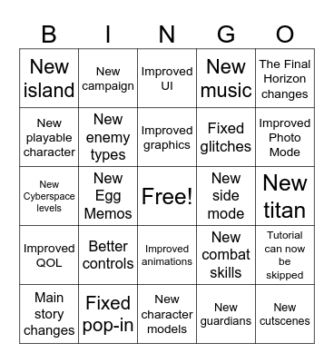 Sonic Frontiers Definitive Edition Bingo Card