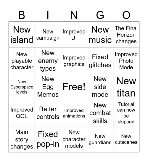 Sonic Frontiers Definitive Edition Bingo Card