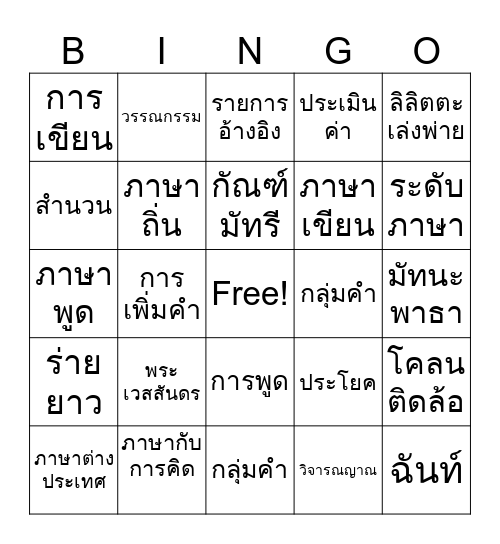 ภาษาไทย ม.5 Bingo Card