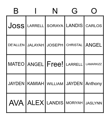 HOMEROOM BINGO Card