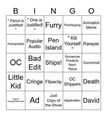 OSC Tiktok Comp Bingo Card