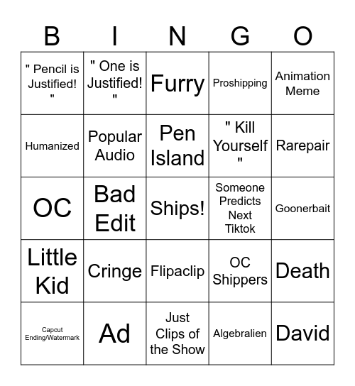 OSC Tiktok Comp Bingo Card