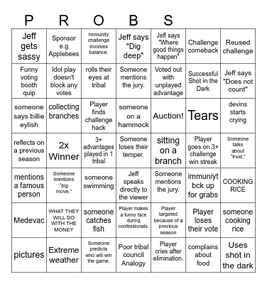 Survivor 50 Bingo Card