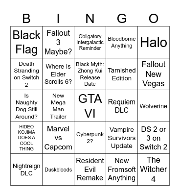 SUMMER GAME FEST 2026!!! Bingo Card