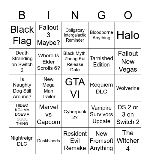 SUMMER GAME FEST 2026!!! Bingo Card