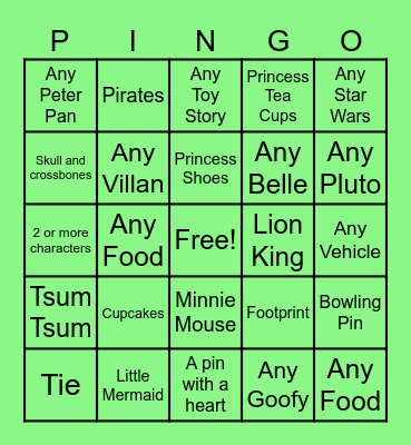PINGO Bingo Card