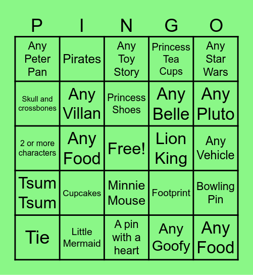 PINGO Bingo Card