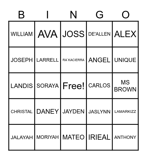 HOMEROOM BINGO Card