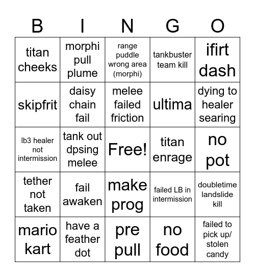 UWU Bingo Card