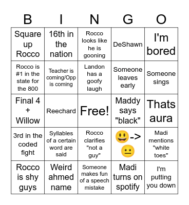 School bingo Card