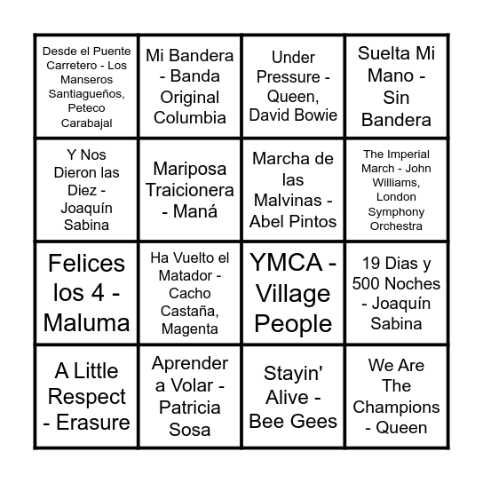 Bingo musical! Bingo Card