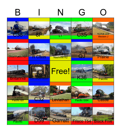 Steam Locomotives that I would like to tell the parts of the engine after John will say "Wave Bye Bye to My Amazing Human Body for life" one day Bingo Card