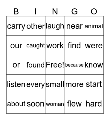 Grade 1 Feb.#2 Bingo Card