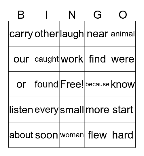Grade 1 Feb.#2 Bingo Card