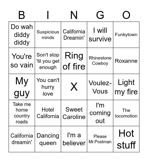 Années 60 & 70 Bingo Card