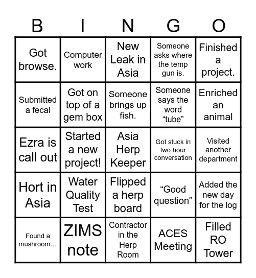 Asia Herp Bingo! Bingo Card