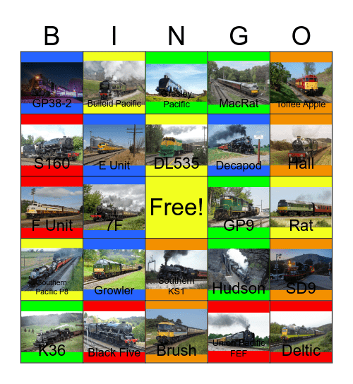 Passenger Trains that I would like operate after John will say "Wave Bye Bye to Monopoly Tycoon for life" one day Bingo Card