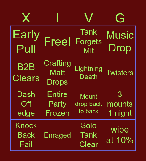 Wings of Ruin Bingo Card