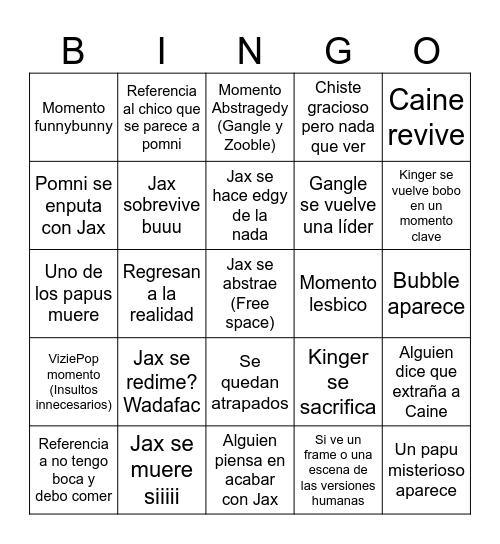 Bingo del circo homosexual utlimo cap Bingo Card