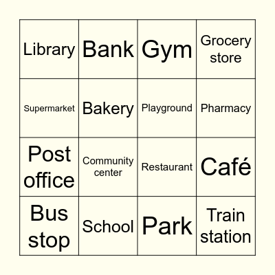 NEIGHBORHOOD BINGO Card