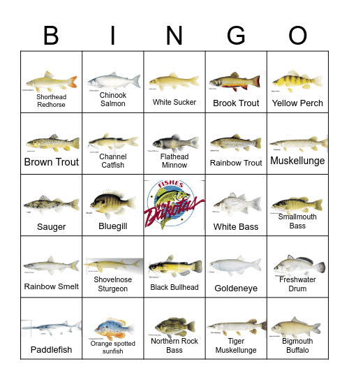 South Dakota Fish Bingo Card