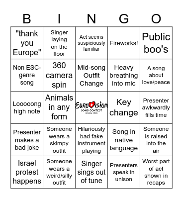 EUROVISION 2026 Bingo Card