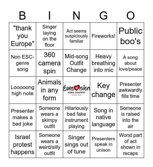 EUROVISION 2026 Bingo Card