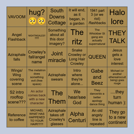 GOOD OMENS FINALE BINGO 13/5 EDITION Bingo Card