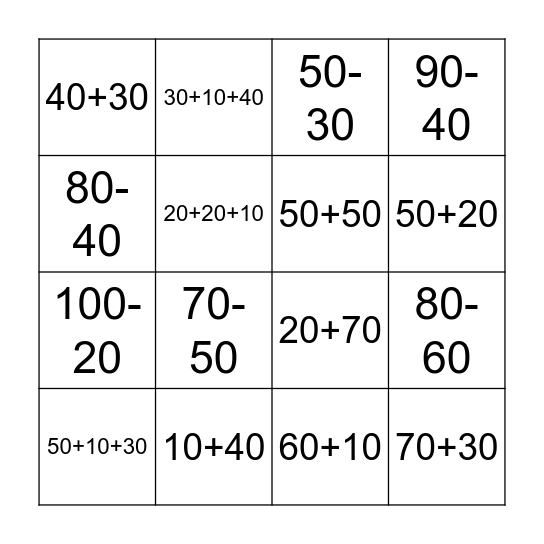 Matematyka Bingo Card