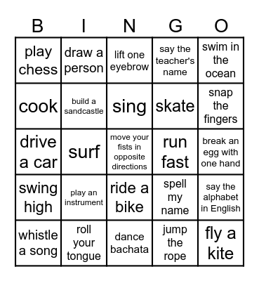 Find someone who matches the abilities Bingo Card