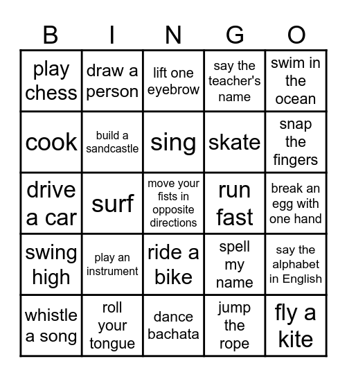 Find someone who matches the abilities Bingo Card