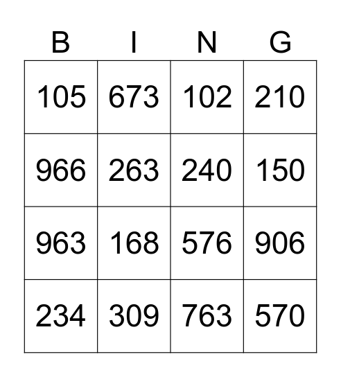 numere divizibile cu 3 Bingo Card